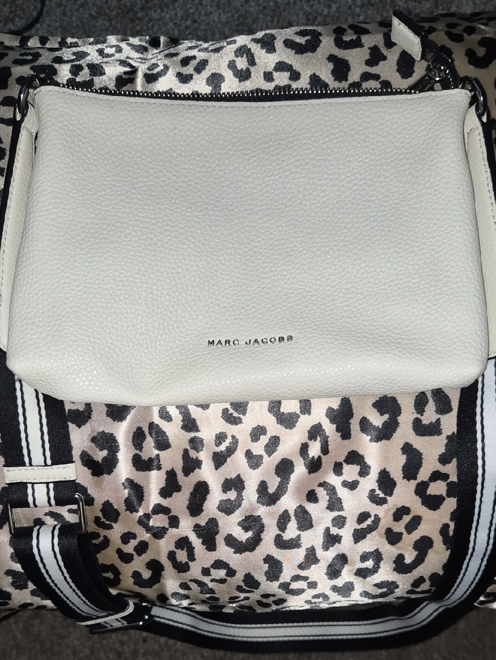 Marc Jacobs Cream Pebbled Leather Crossbody with Logo